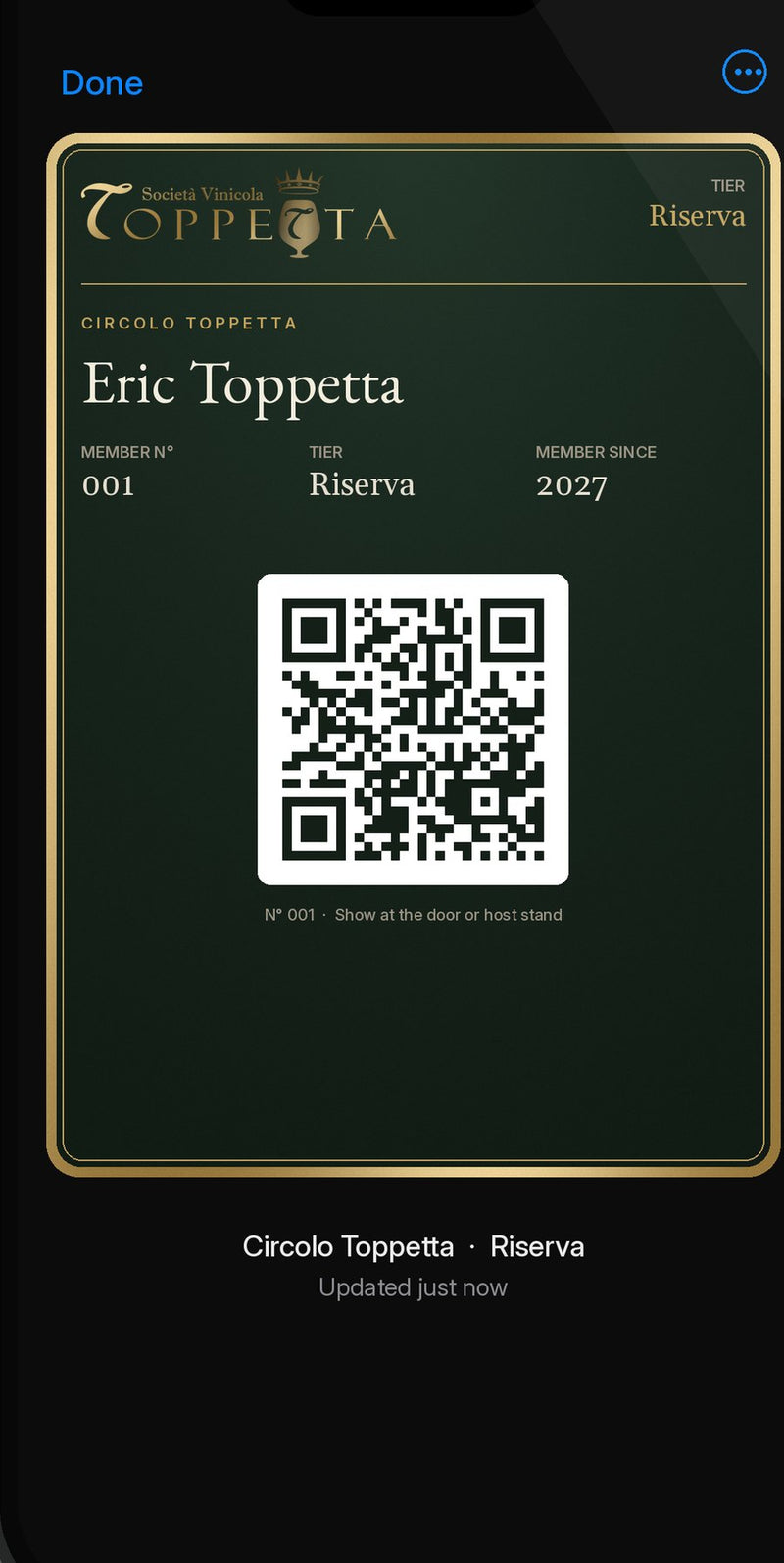 Circolo Toppetta Riserva digital membership card